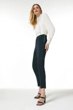 Best Sale ✔️ Karen Millen Essential Techno Side Zip Woven Trouser 👏 -Occasionwear Popular Store womens ivory essential techno side zip woven trouser 3