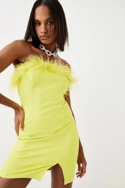 Wholesale 🥰 Karen Millen Feather & Ponte Bandeau Mini 👗 Dress 🎉 -Occasionwear Popular Store womens ivory feather ponte bandeau mini dress 2
