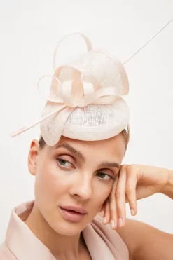 Best Sale 🛒 Karen Millen Loop Bow Pillbox Fascinator ⌛ -Occasionwear Popular Store womens ivory loop bow pillbox fascinator 1