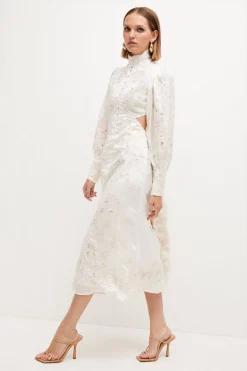 Cheap 💯 Karen Millen Lydia Millen Petite Mirrored Cutwork Maxi - ivory ✨ -Occasionwear Popular Store womens ivory lydia millen petite mirrored cutwork maxi