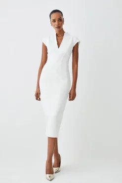 Cheap 😍 Karen Millen Petite Structured Crepe Forever Midi 👗 Dress - ivory 😀 -Occasionwear Popular Store womens ivory petite structured crepe forever midi dress
