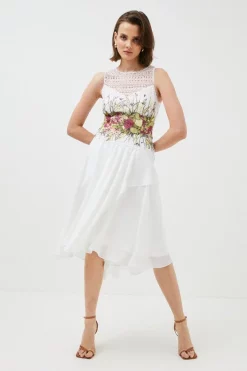 Best Pirce ⌛ Karen Millen Placed Floral Guipure Lace Pleat Midi - ivory ❤️ 11 Best Pirce ⌛ Karen Millen Placed Floral Guipure Lace Pleat Midi - ivory ❤️ -Occasionwear Popular Store womens ivory placed floral guipure lace pleat midi