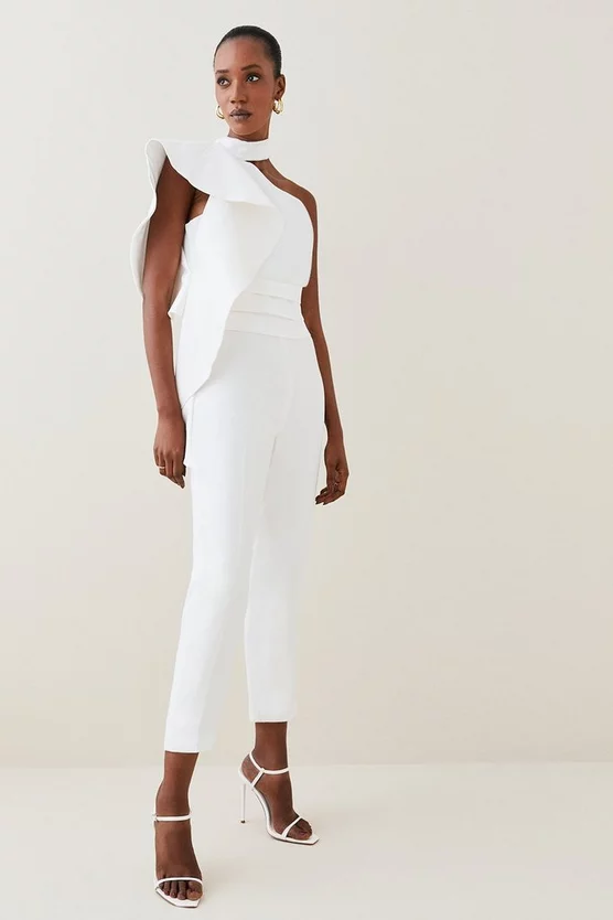 New 🤩 Karen Millen Satin Back Crepe Ruffle Sleeve Jumpsuit ✨ 8 New 🤩 Karen Millen Satin Back Crepe Ruffle Sleeve Jumpsuit ✨ - Image 6
