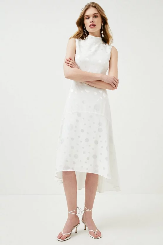 Wholesale โค๏ธ Karen Millen Spot Jacquard Hi Low Midi ๐ Dress - ivory ๐ฅฐ 7 Wholesale โค๏ธ Karen Millen Spot Jacquard Hi Low Midi ๐ Dress - ivory ๐ฅฐ - Image 5