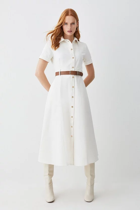 Cheapest ✔️ Karen Millen Tailored Belted Midi 👕 Shirt 👗 Dress - ivory ❤️ 8 Cheapest ✔️ Karen Millen Tailored Belted Midi 👕 Shirt 👗 Dress - ivory ❤️ - Image 6