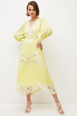 Budget 🥰 Karen Millen Cutwork Beaded Drama Sleeve Woven Midi 👗 Dress - lime 🔔 13 Budget 🥰 Karen Millen Cutwork Beaded Drama Sleeve Woven Midi 👗 Dress - lime 🔔 -Occasionwear Popular Store womens lime cutwork beaded drama sleeve woven midi dress