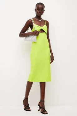 Brand new ✨ Karen Millen Figure Form Twist Front Strappy Midi 👗 Dress 🤩 -Occasionwear Popular Store womens lime figure form twist front strappy midi dress 2