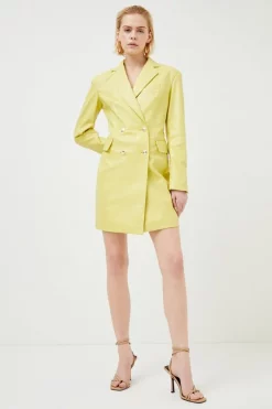 Cheapest ๐ Karen Millen Leather Extreme Shoulder Double Breasted Mini ๐ Dress ๐ 13 Cheapest ๐ Karen Millen Leather Extreme Shoulder Double Breasted Mini ๐ Dress ๐ -Occasionwear Popular Store womens lime leather extreme shoulder double breasted mini dress
