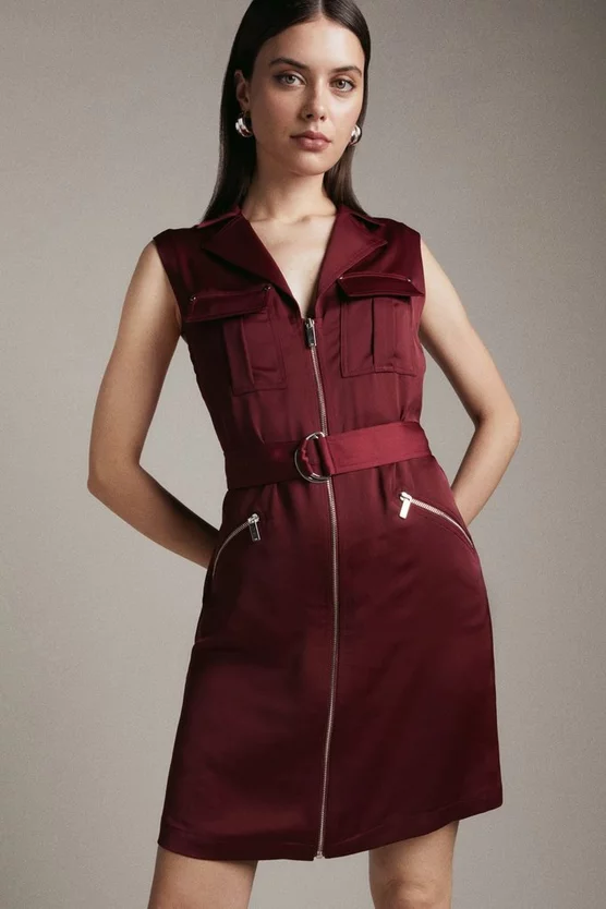 Cheapest ๐งจ Karen Millen Satin Tailored Utility Sleeveless Mini ๐ Dress ๐คฉ 8 Cheapest ๐งจ Karen Millen Satin Tailored Utility Sleeveless Mini ๐ Dress ๐คฉ - Image 6