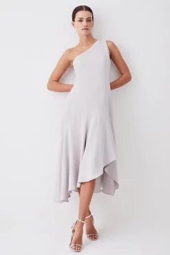 Cheap 😀 Karen Millen Petite One Shoulder Soft Tailored High Low 👗 Dress 🔔 -Occasionwear Popular Store womens mink petite one shoulder soft tailored high low dress 1 1