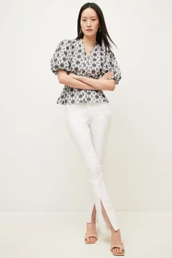 Coupon 🛒 Karen Millen Contrast Cotton Broderie Woven Blouse - mono ✨ -Occasionwear Popular Store womens mono contrast cotton broderie woven blouse