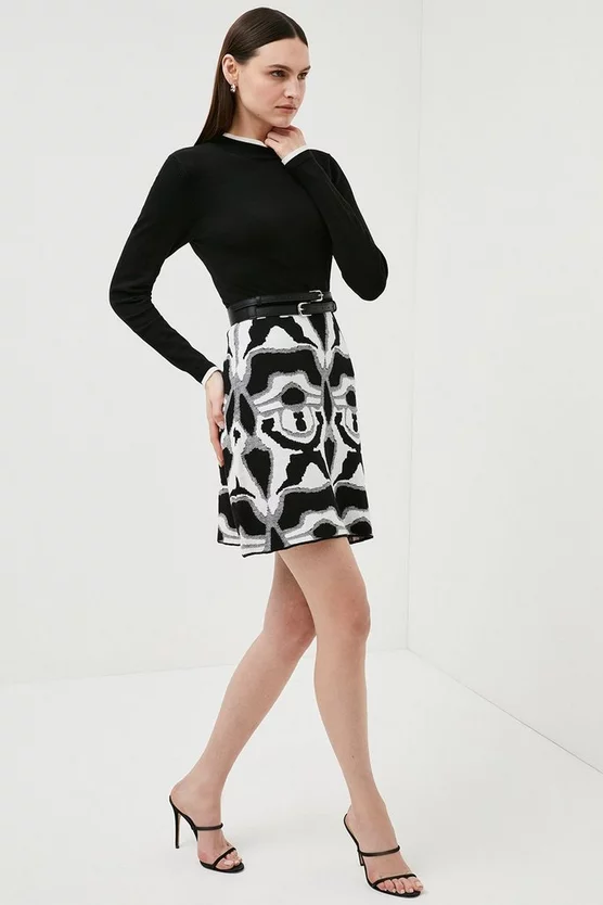 Cheapest ⌛ Karen Millen Texture Jacquard Knit Mini 👗 Dress - mono 😍 7 Cheapest ⌛ Karen Millen Texture Jacquard Knit Mini 👗 Dress - mono 😍 - Image 5