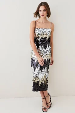 Wholesale 😀 Karen Millen Disc Sequin Strappy Woven Midi 👗 Dress - multi 😉 -Occasionwear Popular Store womens multi disc sequin strappy woven midi dress