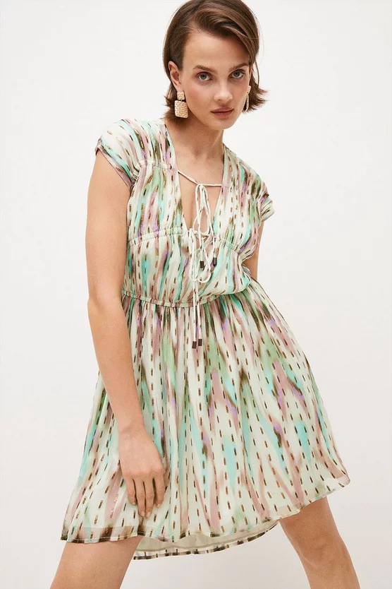 Cheapest 💯 Karen Millen Metallic Viscose Woven Cap Sleeve 👗 Dress - multi 🌟 7 Cheapest 💯 Karen Millen Metallic Viscose Woven Cap Sleeve 👗 Dress - multi 🌟 - Image 5