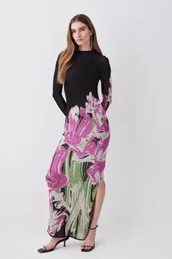 Discount 😍 Karen Millen Optical Jacquard Knitted Maxi Column 👗 Dress - multi 🔥 -Occasionwear Popular Store womens multi optical jacquard knitted maxi column dress