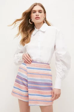 Hot Sale ✔️ Karen Millen Stripe Jacquard Buckle Waist Skort - multi ❤️ 11 Hot Sale ✔️ Karen Millen Stripe Jacquard Buckle Waist Skort - multi ❤️ -Occasionwear Popular Store womens multi stripe jacquard buckle waist skort