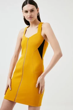 Best reviews of 🛒 Karen Millen Italian Structured Jersey Strap Detail Mini 👗 Dress 🔔 -Occasionwear Popular Store womens mustard italian structured jersey strap detail mini dress