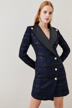 Promo 🎉 Karen Millen Boucle Tux Collared Mini 👗 Dress - navy ⭐ 15 Promo 🎉 Karen Millen Boucle Tux Collared Mini 👗 Dress - navy ⭐ -Occasionwear Popular Store womens navy boucle tux collared mini dress