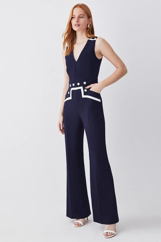 Best Sale ๐ Karen Millen Compact Stretch Nautical Wide Leg Jumpsuit โ๏ธ 9 Best Sale ๐ Karen Millen Compact Stretch Nautical Wide Leg Jumpsuit โ๏ธ - Image 7