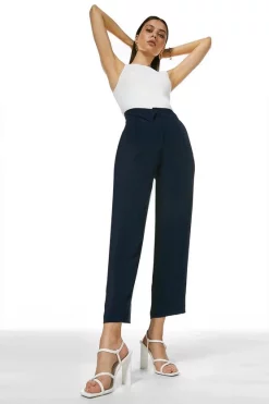 Outlet 🌟 Karen Millen Essential Tailored Slim Leg Trousers 🤩 -Occasionwear Popular Store womens navy essential tailored slim leg trousers 1