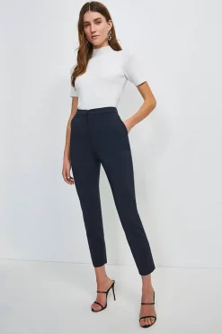 Buy 🥰 Karen Millen Essential Techno Woven Trouser 🧨 -Occasionwear Popular Store womens navy essential techno woven trouser