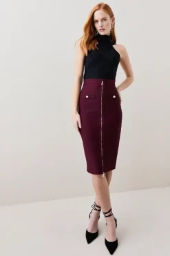 Best reviews of 🎉 Karen Millen Military Bandage Knitted Pencil Midi 👗 Skirt 🌟 -Occasionwear Popular Store womens navy military bandage knitted pencil midi skirt
