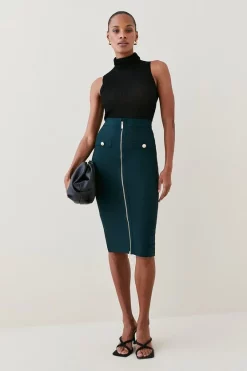 Best reviews of 🎉 Karen Millen Military Bandage Knitted Pencil Midi 👗 Skirt 🌟 -Occasionwear Popular Store womens navy military bandage knitted pencil midi skirt 5