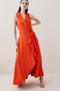 Wholesale ๐ Karen Millen Tailored Halter Collared Belt Maxi ๐ Dress โค๏ธ 13 Wholesale ๐ Karen Millen Tailored Halter Collared Belt Maxi ๐ Dress โค๏ธ -Occasionwear Popular Store womens navy tailored halter collared belt maxi dress 1