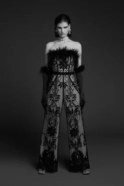 Buy 🥰 Karen Millen Graphic Embroidered Feather Woven Jumpsuit - nude ✨ -Occasionwear Popular Store womens nude graphic embroidered feather woven jumpsuit