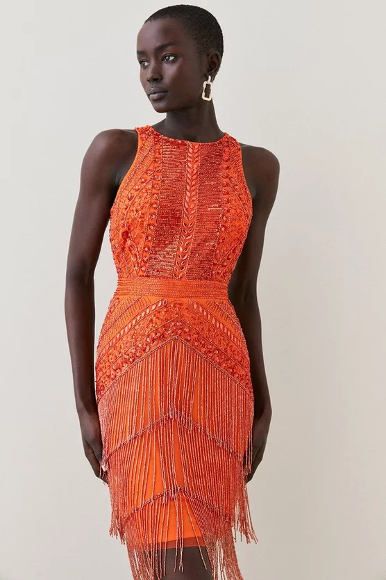 Outlet ๐คฉ Karen Millen Tall Embellished Halter Fringed Mini ๐ Dress - orange ๐ 9 Outlet ๐คฉ Karen Millen Tall Embellished Halter Fringed Mini ๐ Dress - orange ๐ - Image 7