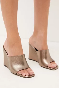 Flash Sale ⭐ Karen Millen Leather Metallic Wedge Open Toe Mules - pewter ✨ 13 Flash Sale ⭐ Karen Millen Leather Metallic Wedge Open Toe Mules - pewter ✨ -Occasionwear Popular Store womens pewter leather metallic wedge open toe mules