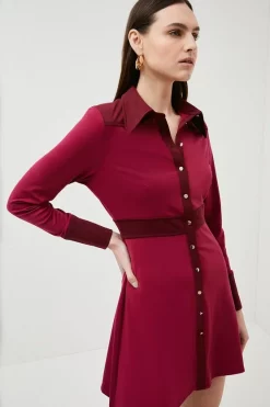 Cheap 😍 Karen Millen Button Through Collared A Line Jersey 👗 Dress 🎉 -Occasionwear Popular Store womens pink button through collared a line jersey dress