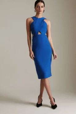 Best Sale 🛒 Karen Millen Petite Figure Form Crepe Cross Front 👗 Dress 🔔 -Occasionwear Popular Store womens pink petite figure form crepe cross front dress