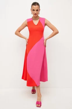 Best reviews of 🔥 Karen Millen Soft Tailored Colourblock Midi 👗 Dress 🎁 -Occasionwear Popular Store womens pink soft tailored colourblock midi dress
