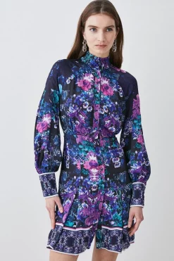 Best Sale โจ Karen Millen Boarder Floral Print Satin Woven Mini ๐ Dress - purple โจ 11 Best Sale โจ Karen Millen Boarder Floral Print Satin Woven Mini ๐ Dress - purple โจ -Occasionwear Popular Store womens purple boarder floral print satin woven mini dress