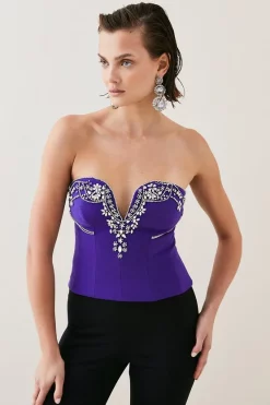 Cheap ๐ Karen Millen Crystal Embellished Cady Bustier ๐ 15 Cheap ๐ Karen Millen Crystal Embellished Cady Bustier ๐ -Occasionwear Popular Store womens purple crystal embellished cady bustier