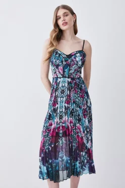 Best reviews of ✔️ Karen Millen Ombre Tile Pleat Corset Detail Woven Strappy Midi 👗 Dress - purple 🎁 -Occasionwear Popular Store womens purple ombre tile pleat corset detail woven strappy midi dress