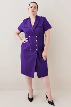 Discount ๐ Karen Millen Plus Size Tailored Double Breasted Tux Midi ๐ Dress - purple ๐ 11 Discount ๐ Karen Millen Plus Size Tailored Double Breasted Tux Midi ๐ Dress - purple ๐ -Occasionwear Popular Store womens purple plus size tailored double breasted tux midi dress
