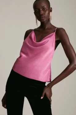 Best Pirce ⭐ Karen Millen Satin Cowl Neck Woven Cami ❤️ -Occasionwear Popular Store womens purple satin cowl neck woven cami