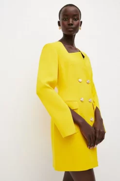 Promo 🎉 Karen Millen Compact Stretch Viscose Notch Tux Mini 👗 Dress ⌛ -Occasionwear Popular Store womens red compact stretch viscose notch tux mini dress 1 1