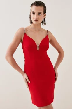 Brand new 🤩 Karen Millen Figure Form Crystal Embellished Strappy Mini - red 😍 -Occasionwear Popular Store womens red figure form crystal embellished strappy mini