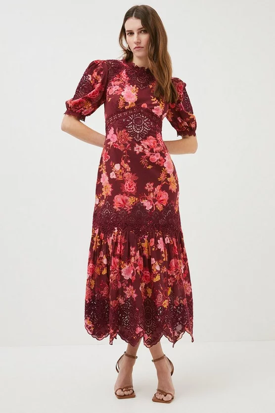 Best Sale 🎁 Karen Millen Floral Voile Cutwork Woven Maxi - red 🛒 8 Best Sale 🎁 Karen Millen Floral Voile Cutwork Woven Maxi - red 🛒 - Image 6