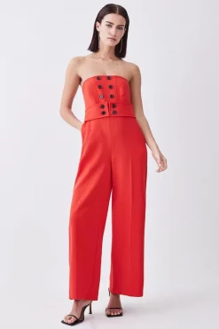 Budget ๐ฅ Karen Millen Petite Compact Stretch Tux Bandeau Wide Leg Jumpsuit - red ๐คฉ 13 Budget ๐ฅ Karen Millen Petite Compact Stretch Tux Bandeau Wide Leg Jumpsuit - red ๐คฉ -Occasionwear Popular Store womens red petite compact stretch tux bandeau wide leg jumpsuit