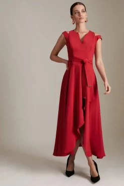 Promo 🎉 Karen Millen Petite Soft Tailored Waterfall Maxi 👗 Dress ✨ -Occasionwear Popular Store womens red petite soft tailored waterfall maxi dress