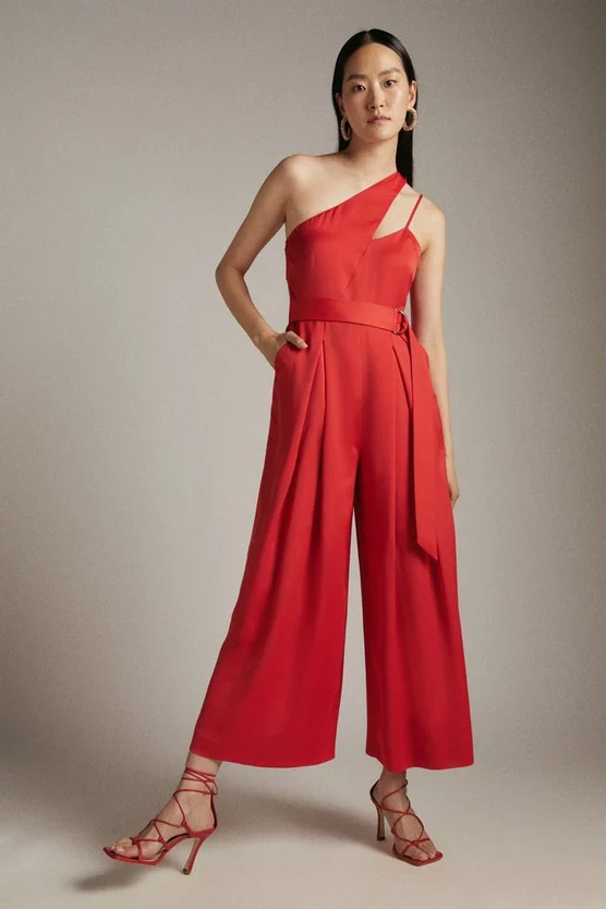 Promo โค๏ธ Karen Millen Satin Tailored One Shoulder Wide Jumpsuit ๐ 7 Promo โค๏ธ Karen Millen Satin Tailored One Shoulder Wide Jumpsuit ๐ - Image 5