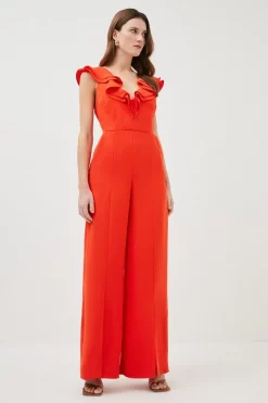 Deals โค๏ธ Karen Millen Soft Tailored Ruffle Detail Jumpsuit ๐ฅ 11 Deals โค๏ธ Karen Millen Soft Tailored Ruffle Detail Jumpsuit ๐ฅ -Occasionwear Popular Store womens red soft tailored ruffle detail jumpsuit