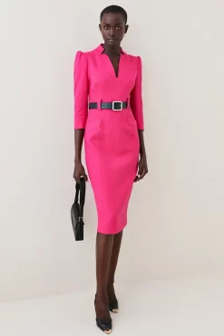 Cheap 🎁 Karen Millen Forever Belted Midi Pencil 👗 Dress 🎉 -Occasionwear Popular Store womens rust forever belted midi pencil dress 2