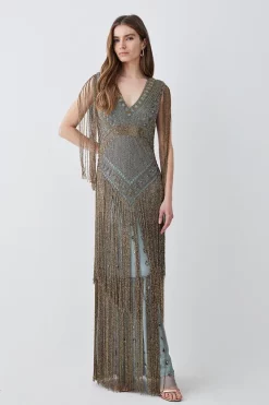 Cheapest 🎁 Karen Millen Beaded Fringed Woven Maxi 👗 Dress 🎉 13 Cheapest 🎁 Karen Millen Beaded Fringed Woven Maxi 👗 Dress 🎉 -Occasionwear Popular Store womens sage beaded fringed woven maxi dress