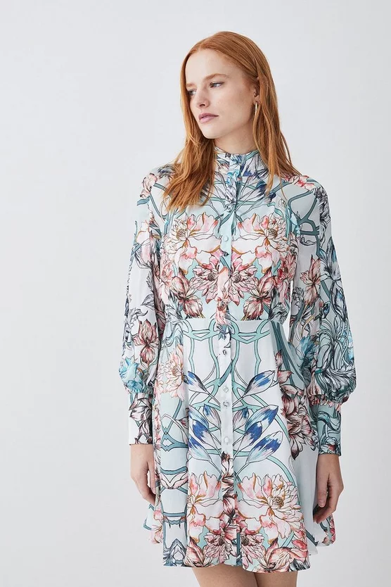 Flash Sale 🛒 Karen Millen Mirrored Floral Satin Woven Mini 👗 Dress - sage 🥰 8 Flash Sale 🛒 Karen Millen Mirrored Floral Satin Woven Mini 👗 Dress - sage 🥰 - Image 6